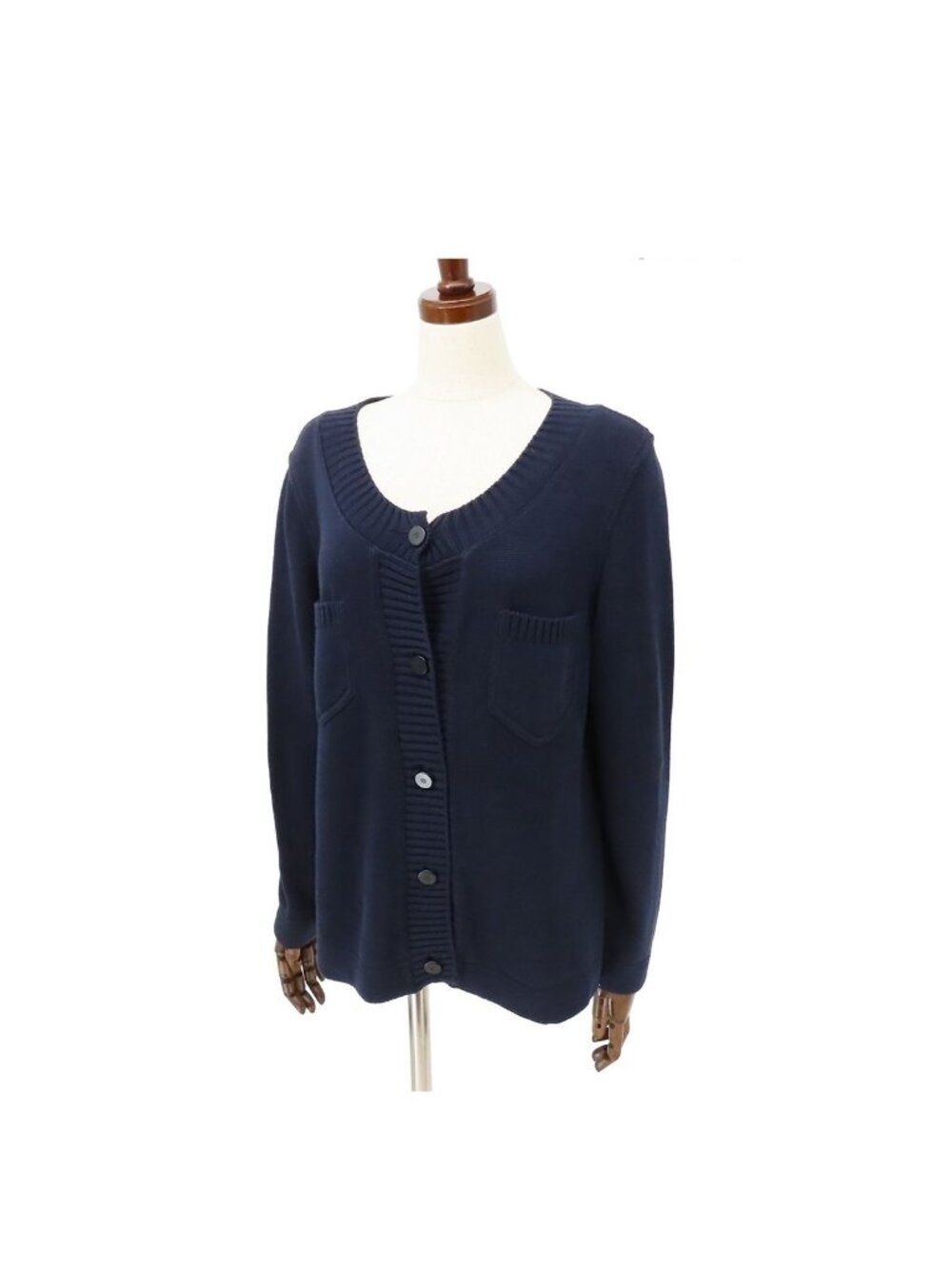 Chanel Cardigan Navy Cotton 99C M 38